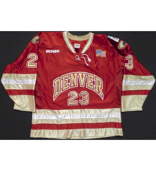 Custom NCAA 2004-05 Denver Pioneers 23 Brock McMorris Hockey Jersey Road Red